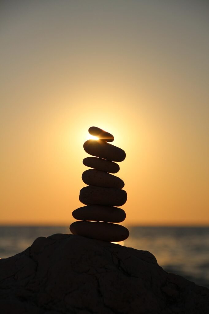 balance, stones, stone tower, tower, layered, beach, relaxation, nature, cairn, sunset, zen, meditation, meditate